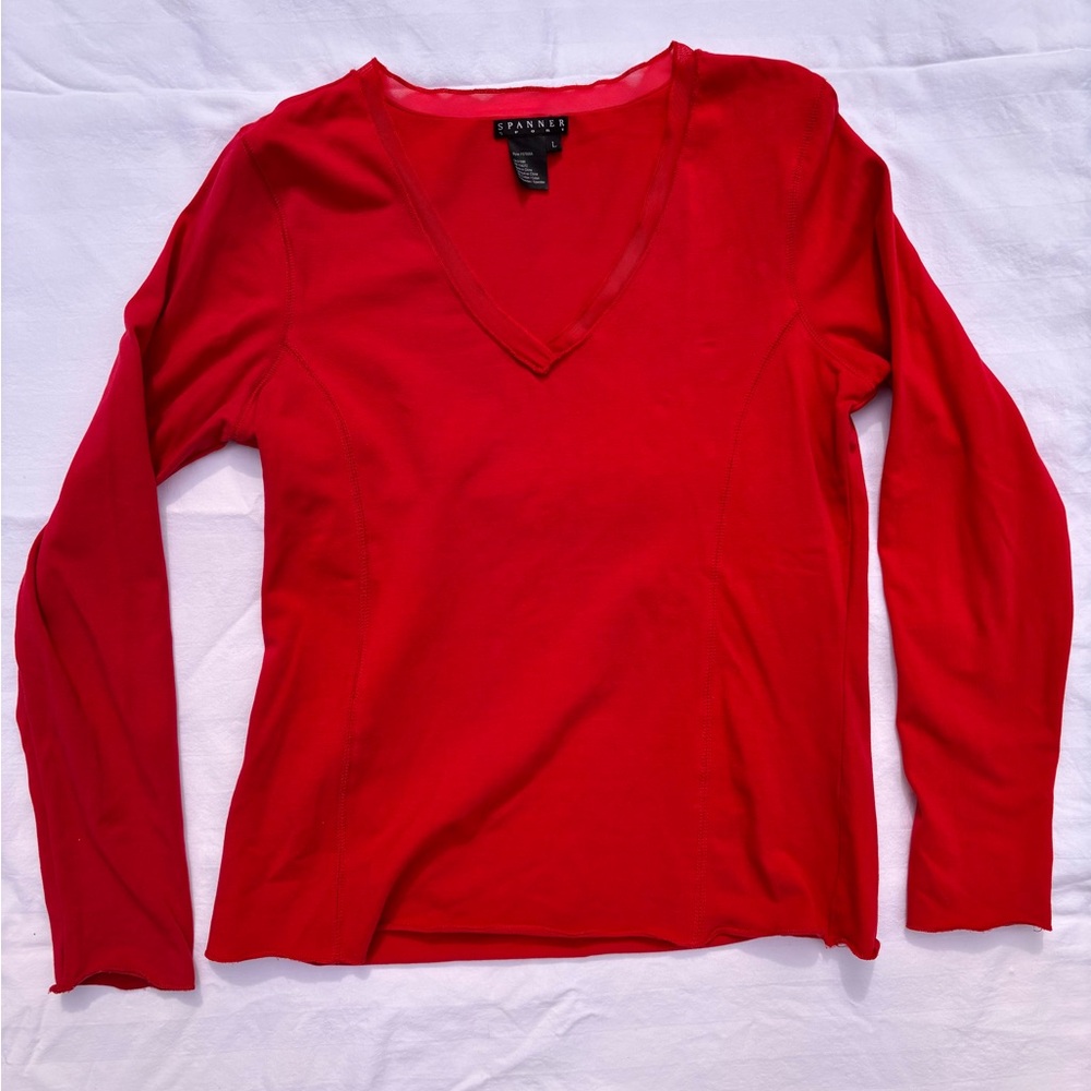 Vintage Spanner Sport Bright Red Long Sleeve Top